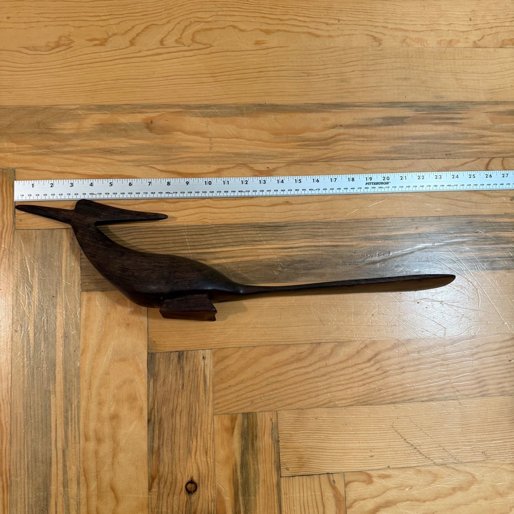 Vintage 70s Wooden Mid Century Modern Decor Folk Art Bird Carving Sculpture - Picture 4 of 13